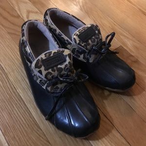 Sperry (cheetah print) rain moccasins size 6.5